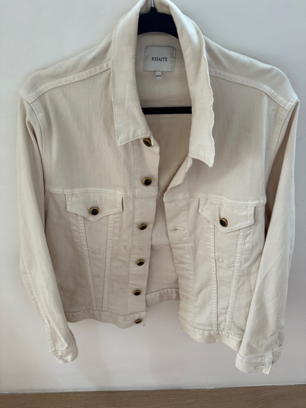 KHAITE Cream Button-Front Denim Jacket